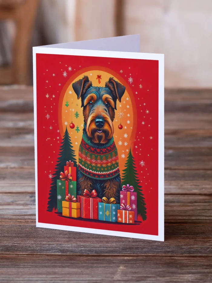 Airedale Terrier Holiday Christmas Greeting Cards Pack of 8 - Image 2