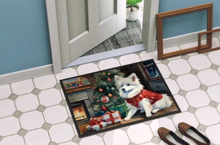 American Eskimo Cozy Christmas Doormat - Image 4