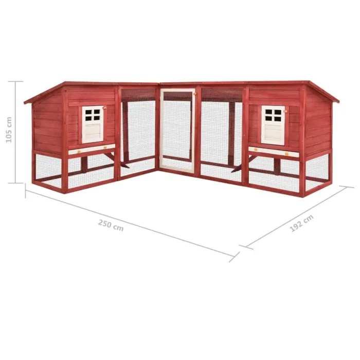 vidaXL Outdoor Rabbit Hutch with Run Red and White Solid Fir Wood - Image 9