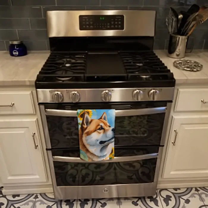 Akita in Sunflowers Kitchen Towel - Image 3