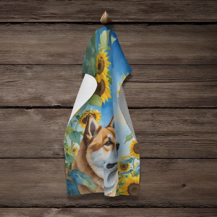 Akita in Sunflowers Kitchen Towel - Image 4