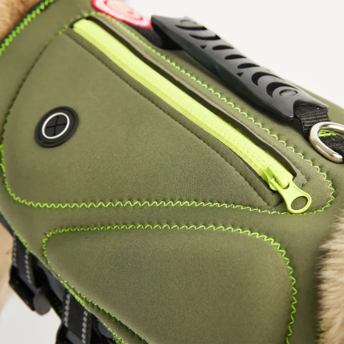 Khaki Neoprene Dog Life Jacket Safe & Stylish Buoyancy Vest - Image 4